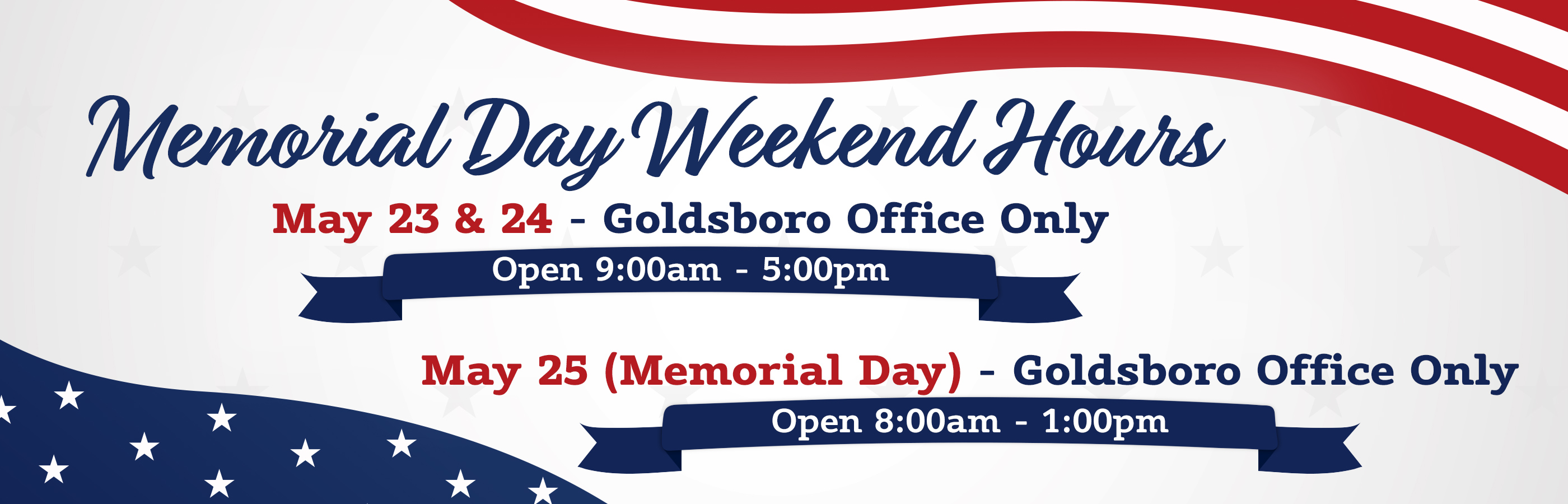 Memorial Day Hours